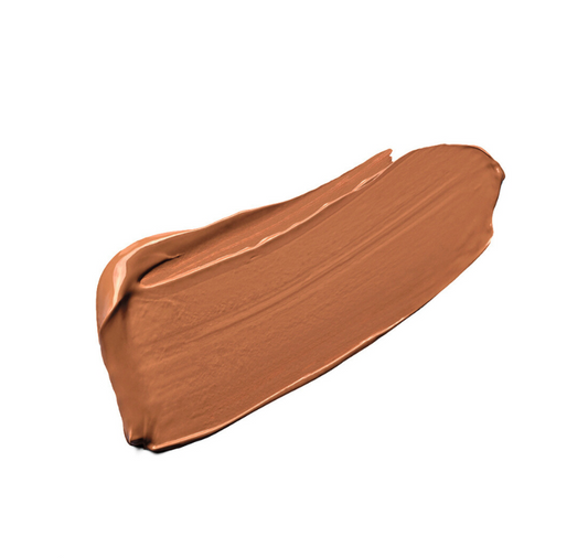Bronze-colored makeup swatch on a white background