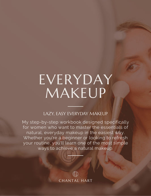 Book cover of 'Everyday Makeup' by Chantal Hart with a blurred background of a woman applying makeup.