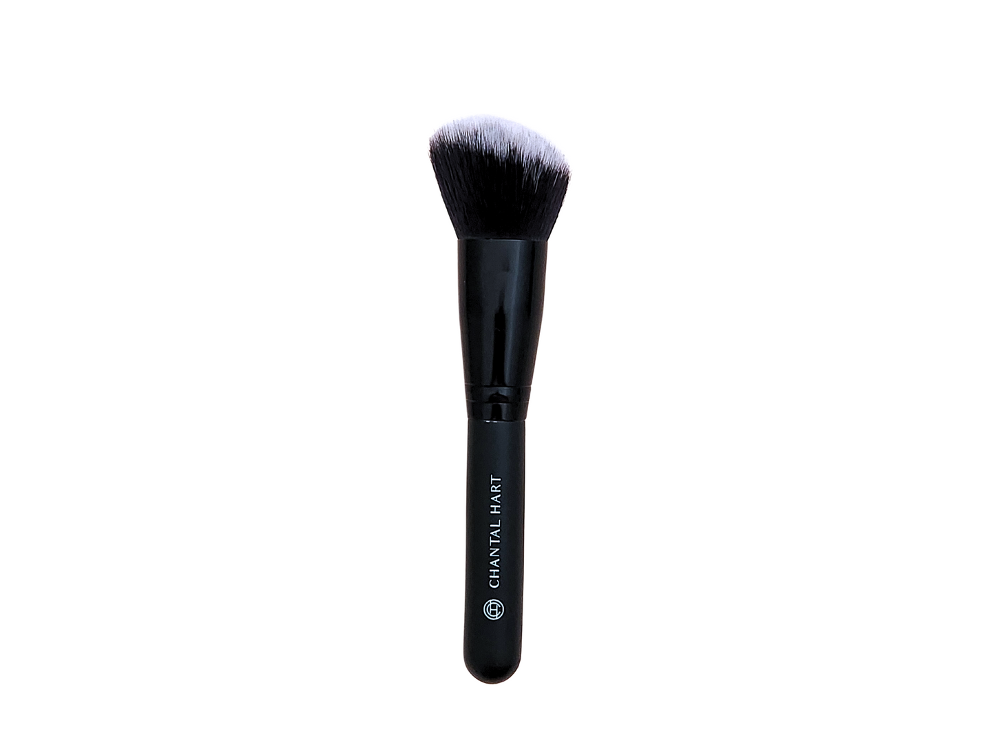 A black makeup brush with a white brush head, labeled with the brand name 'Chantal Hart'.