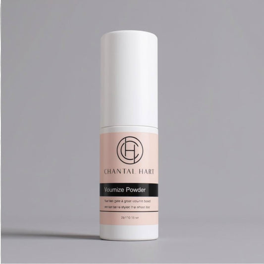 Chantal Hart volumize powder bottle on a gray background