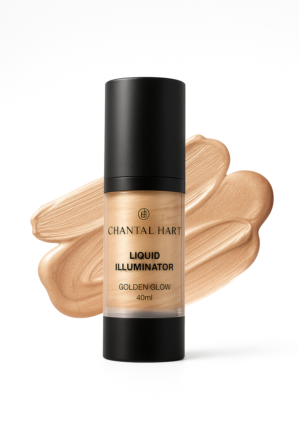 Chantal Hart Liquid Illuminator bottle with swatches on a white background
